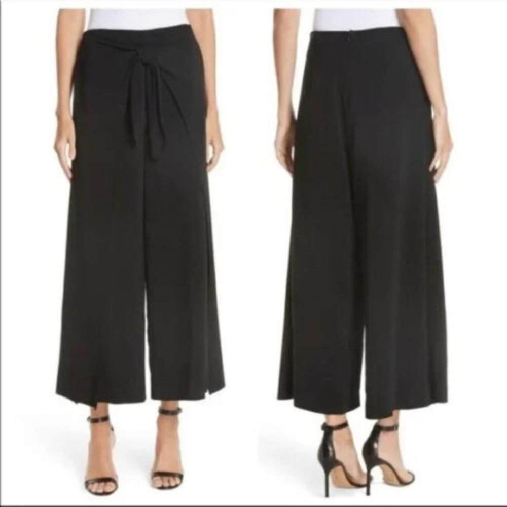 A.L.C. Amherst Wide Leg Pants Cropped Tie Waist Black   Women's Sz 6